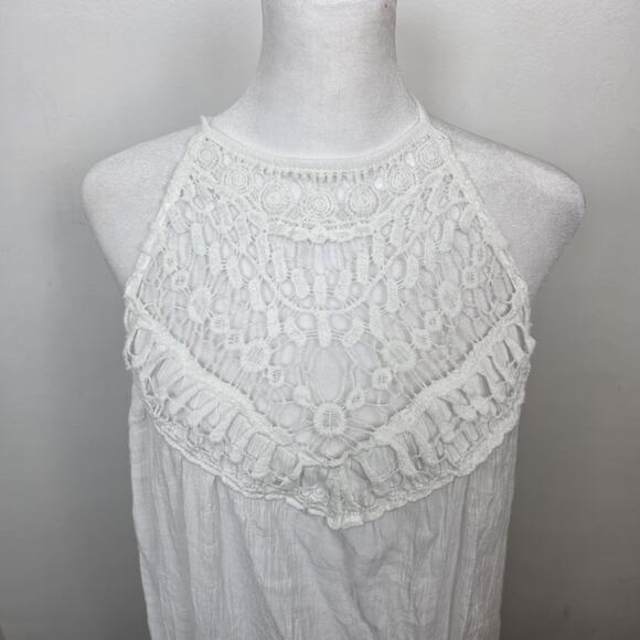 Faroro White Lace Halter Boho Beachy Coastal Side Slits Maxi Sundress Size XL - Picture 3 of 8